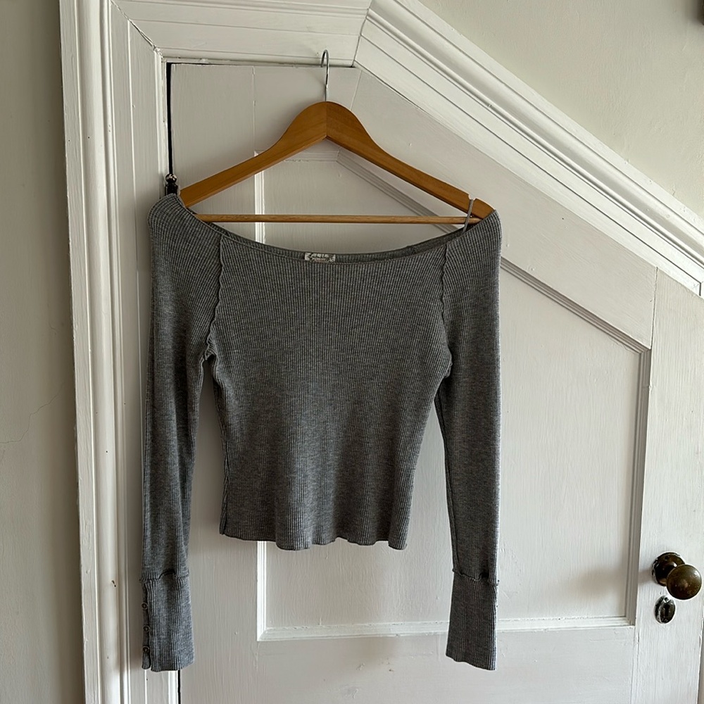 Free people off the shoulder grey long sleeve